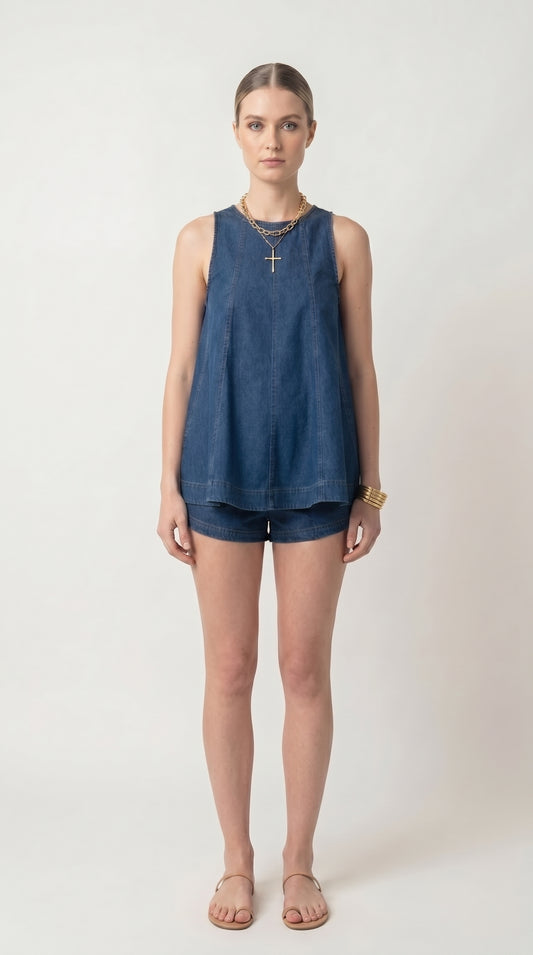 Soleix Denim Two-Piece Set